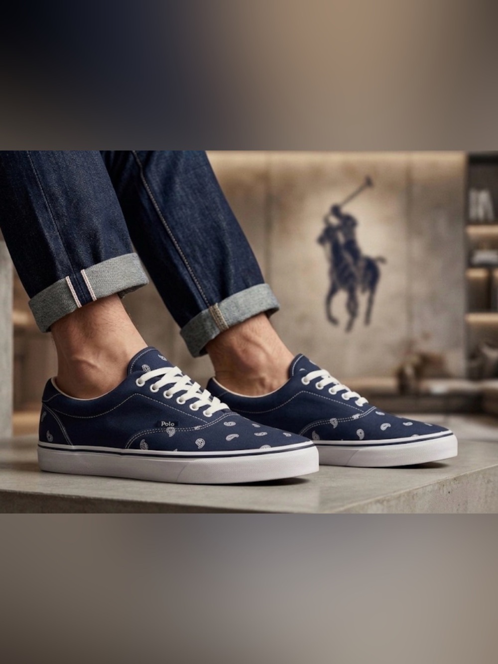 New authentic Polo Ralph Lauren designer signature sneakers sz mens 15 display